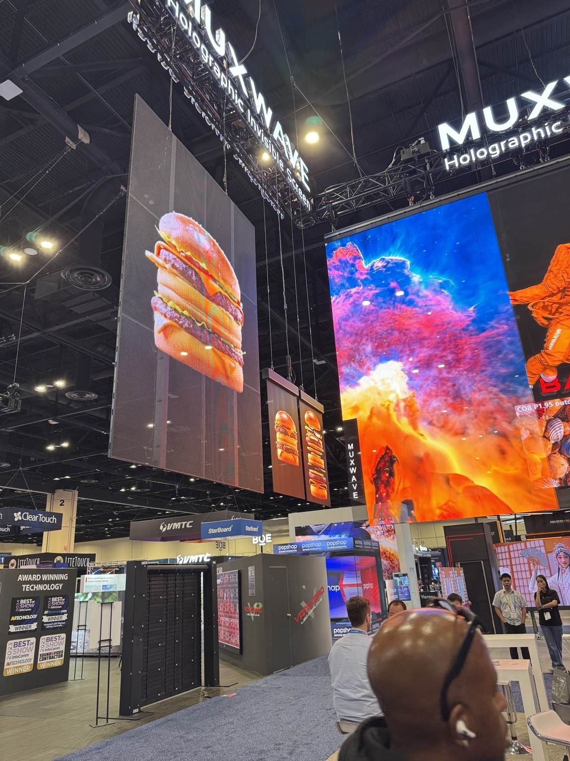 LED displays exhibited at an industry trade show