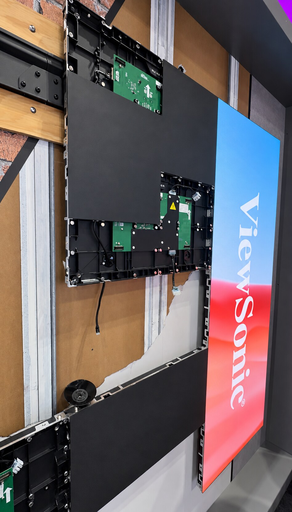 Exposed LED display modules and mounting structure